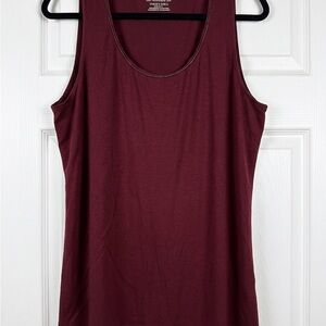 Chico's sz 3 Burgundy Scoop Neck with silver accents Tank Top